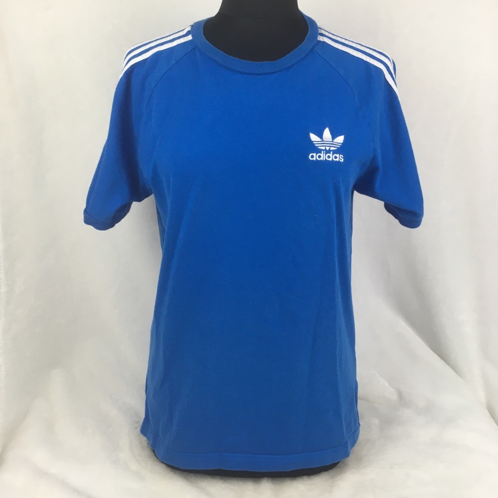 Adidas Womens Blue Trefoil Logo T Shirt Size Medium M Relaxed Fit